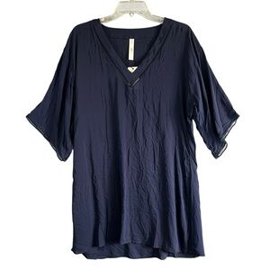 MARIE JO Claudine Swim Cover Up Kaftan Navy Blue Size Small NWT